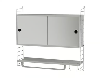 BATHROOM A - Suspended bathroom cabinet with mirror by String Furniture - view 3